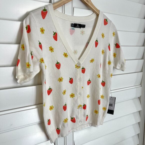 NEW Volcom Strawberry Daisy Short Sleeve Cardigan Size Small - Picture 7 of 14